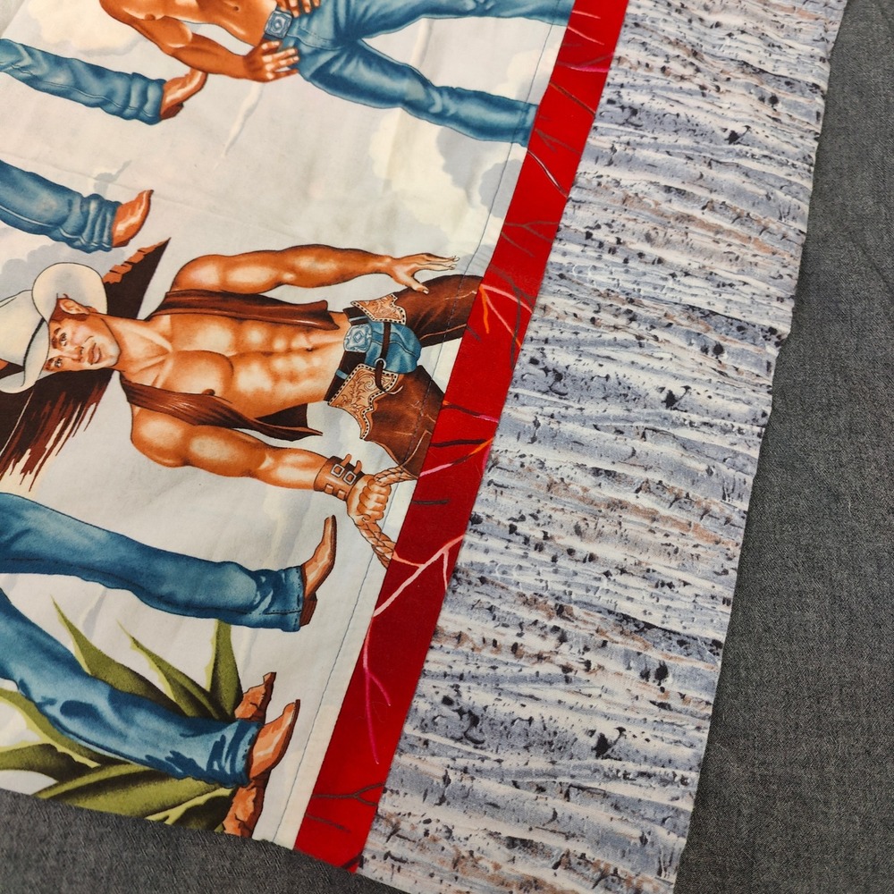 Unbranded Vintage Handmade Pillowcase Multicolor Cowboy Print Kitsch Beefcake - Picture 4 of 6